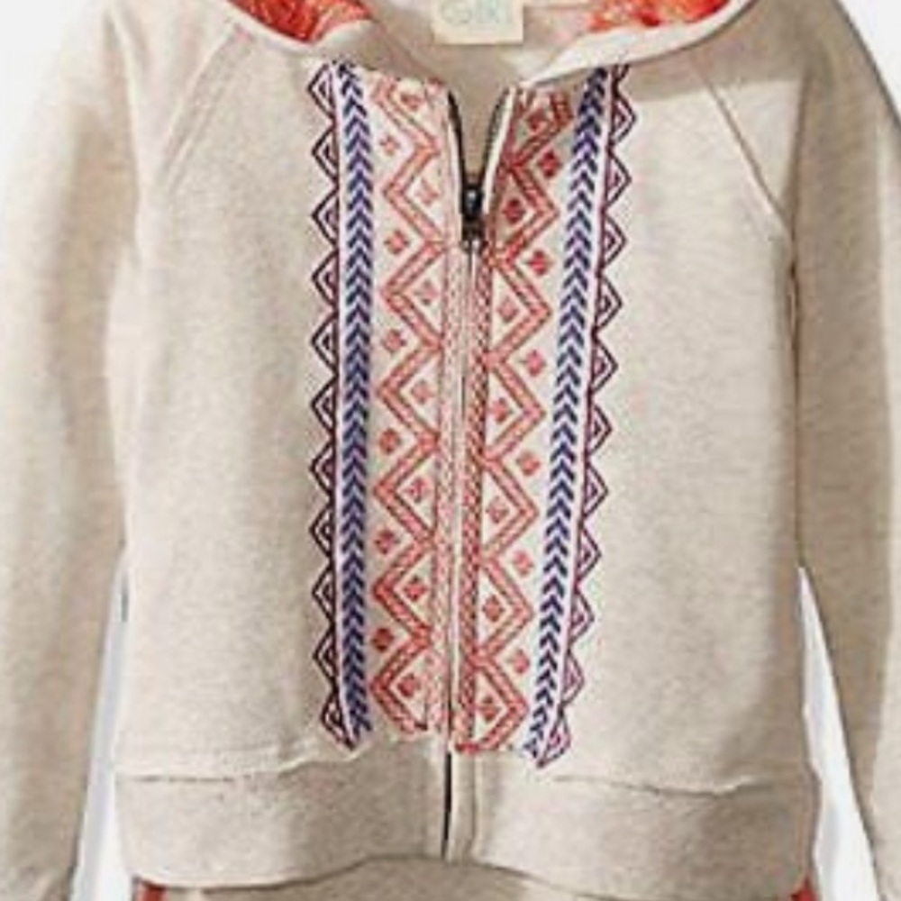 Roxy Girl Size 14/16 Zip-up Hoodie Sweatshirt